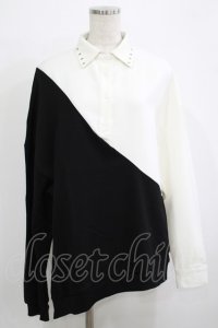 HELL CAT PUNKS / シャツ風プルオーバー F 黒×白 H-25-11-25-027-PU-TO-KB-ZH