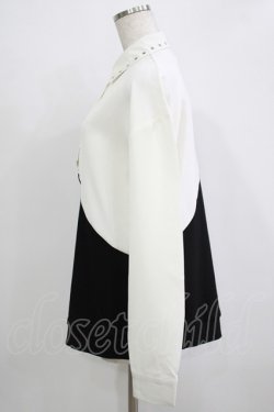 画像2: HELL CAT PUNKS / シャツ風プルオーバー F 黒×白 H-25-11-25-027-PU-TO-KB-ZH