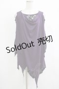 ALGONQUINS / レース切替イレギュラーカットソー  紫×黒 H-25-11-25-034-AL-TO-KB-ZH