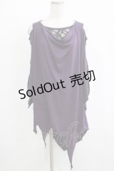 ALGONQUINS / レース切替イレギュラーカットソー  紫×黒 H-25-11-25-034-AL-TO-KB-ZH