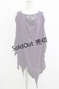 ALGONQUINS / レース切替イレギュラーカットソー  紫×黒 H-25-11-25-034-AL-TO-KB-ZH