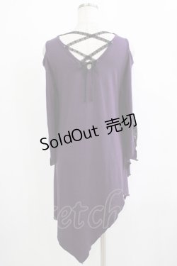 画像3: ALGONQUINS / レース切替イレギュラーカットソー  紫×黒 H-25-11-25-034-AL-TO-KB-ZH