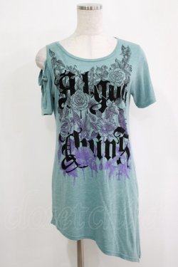 画像1: ALGONQUINS / アシメ半袖カットソー  ミント H-25-11-25-035-AL-TO-KB-ZT1127J