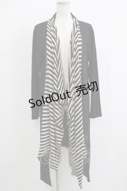 画像1: ALGONQUINS / ボーダー切替ロングカーデ  黒 H-25-11-25-036-AL-TO-KB-ZH