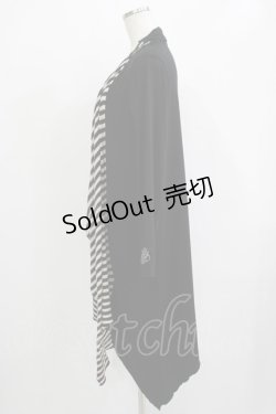 画像2: ALGONQUINS / ボーダー切替ロングカーデ  黒 H-25-11-25-036-AL-TO-KB-ZH