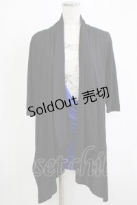 ALGONQUINS / ドレープレイヤード風カットソー  黒×白×青 H-25-11-25-037-AL-TO-KB-ZH