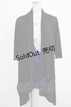 画像1: ALGONQUINS / ドレープレイヤード風カットソー  黒×白×青 H-25-11-25-037-AL-TO-KB-ZH