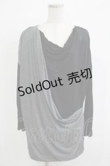 ALGONQUINS / ドレープレイヤード風カットソー  黒×グレー H-25-11-25-038-AL-TO-KB-ZH