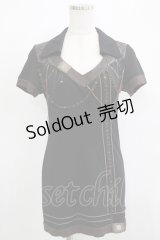 OZZ ANGELO / レースチャーム風カットソー  黒 H-25-11-25-040-OO-TO-KB-ZT1127J