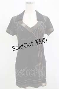 OZZ ANGELO / レースチャーム風カットソー  黒 H-25-11-25-040-OO-TO-KB-ZT1127J