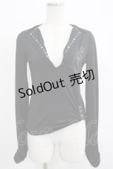 OZZ ANGELO / 裾ギャザーカットソー  黒 H-25-11-25-042-OO-TO-KB-ZH