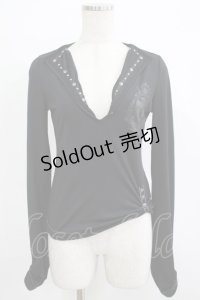 OZZ ANGELO / 裾ギャザーカットソー  黒 H-25-11-25-042-OO-TO-KB-ZH