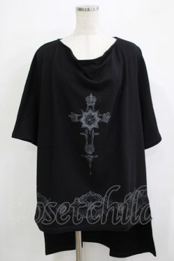 画像1: SEX POT ReVeNGe / クロスプリントロングトップス  ブラック H-25-11-25-043-SP-TO-KB-ZT1127J