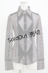 Ozz Croce / 総柄ブラウス  グレー H-25-11-25-044-OO-TO-KB-ZH