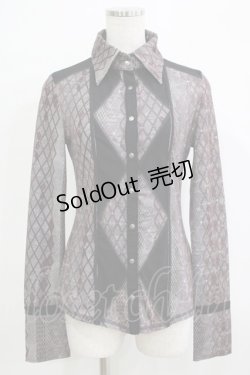 画像1: Ozz Croce / 総柄ブラウス  グレー H-25-11-25-044-OO-TO-KB-ZH