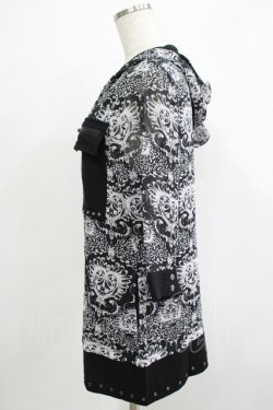 画像2: SEX POT ReVeNGe / 総柄シフォン半袖パーカー  ブラック H-25-11-25-047-SP-TO-KB-ZT1127J