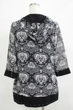 画像3: SEX POT ReVeNGe / 総柄シフォン半袖パーカー  ブラック H-25-11-25-047-SP-TO-KB-ZT1127J