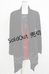 ALGONQUINS / レイヤード風切替カットソー  黒×ワイン H-25-11-25-048-AL-TO-KB-ZH