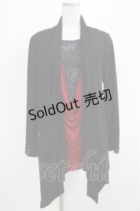 ALGONQUINS / レイヤード風切替カットソー  黒×ワイン H-25-11-25-048-AL-TO-KB-ZH