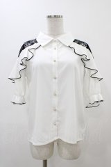 NOEMIE / レース切替ラッフルブラウス M オフ H-25-11-25-1052-LO-BL-NS-ZH