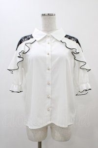 NOEMIE / レース切替ラッフルブラウス M オフ H-25-11-25-1052-LO-BL-NS-ZH