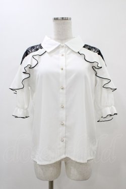 画像1: NOEMIE / レース切替ラッフルブラウス M オフ H-25-11-25-1052-LO-BL-NS-ZH