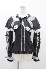 metamorphose / ケープ付き丸襟ブラウス サイズ1 ブラック H-25-11-25-1018-ME-BL-NS-ZH