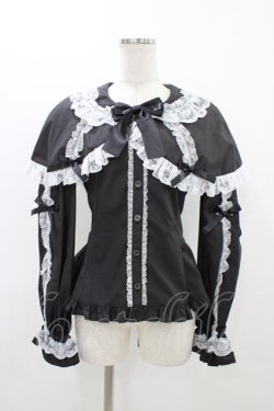 画像1: metamorphose / ケープ付き丸襟ブラウス サイズ1 ブラック H-25-11-25-1018-ME-BL-NS-ZH