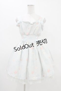 画像1: Bon21Hiz / 肩リボンジャンパースカート M サックス H-25-11-25-1029-0-OP-NS-ZH