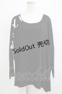 ALGONQUINS / リボン編上BIGカットソー  ブラック H-25-11-25-050-AL-TO-KB-ZH