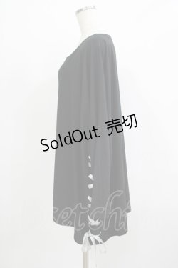 画像2: ALGONQUINS / リボン編上BIGカットソー  ブラック H-25-11-25-050-AL-TO-KB-ZH