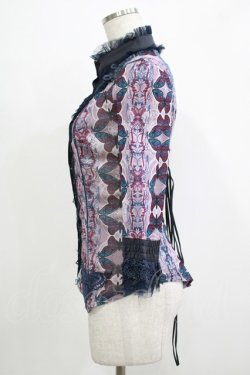 画像2: Ozz oneste / プリントメッシュブラウス  グレー H-25-11-25-051-OO-BL-KB-ZH