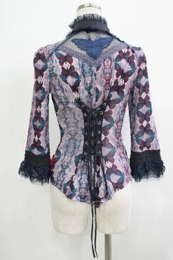 画像3: Ozz oneste / プリントメッシュブラウス  グレー H-25-11-25-051-OO-BL-KB-ZH