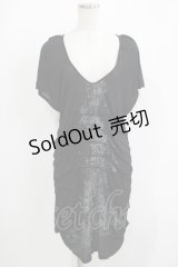 Ozz Croce / プリントタックロングカットソー  黒 H-25-11-25-052-OO-TO-KB-ZH