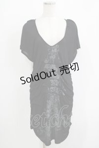 Ozz Croce / プリントタックロングカットソー  黒 H-25-11-25-052-OO-TO-KB-ZH