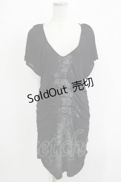 画像1: Ozz Croce / プリントタックロングカットソー  黒 H-25-11-25-052-OO-TO-KB-ZH