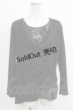 画像1: ALGONQUINS / ドレープレイヤード風カットソー  ブラック H-25-11-25-055-AL-TO-KB-ZH