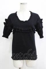 Shirley Temple / ラメフリルパフニット  黒 H-25-11-25-056-ET-TO-KB-ZT468