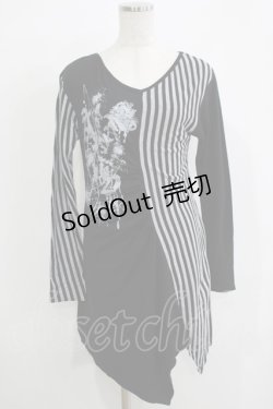 画像1: ALGONQUINS / ギャザー切替ロングカットソー  黒 H-25-11-25-058-AL-TO-KB-ZH