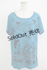 ALGONQUINS / プリント半袖カットソー  ブルー H-25-11-25-059-AL-TO-KB-ZH