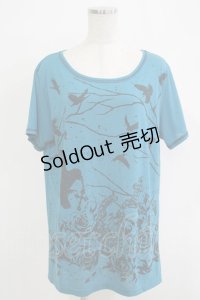 ALGONQUINS / プリント半袖カットソー  ブルー H-25-11-25-059-AL-TO-KB-ZH