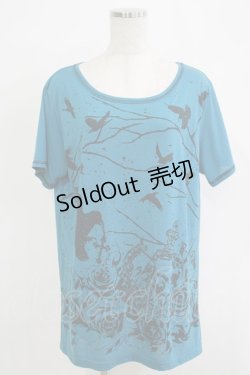 画像1: ALGONQUINS / プリント半袖カットソー  ブルー H-25-11-25-059-AL-TO-KB-ZH