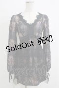 OZZ ANGELO / チュール重ね総柄カットソー  グレー H-25-11-25-060-OO-TO-KB-ZH