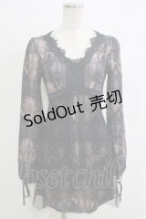 OZZ ANGELO / チュール重ね総柄カットソー  グレー H-25-11-25-060-OO-TO-KB-ZH