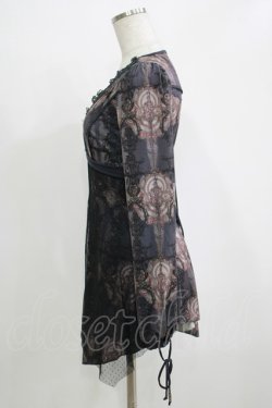 画像2: OZZ ANGELO / チュール重ね総柄カットソー  グレー H-25-11-25-060-OO-TO-KB-ZH