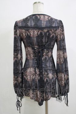 画像3: OZZ ANGELO / チュール重ね総柄カットソー  グレー H-25-11-25-060-OO-TO-KB-ZH