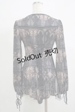 画像3: OZZ ANGELO / チュール重ね総柄カットソー  グレー H-25-11-25-060-OO-TO-KB-ZH