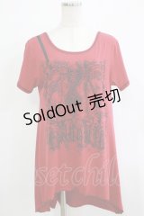 ALGONQUINS / ZIPプリントロングカットソー  赤 H-25-11-25-062-AL-TO-KB-ZH