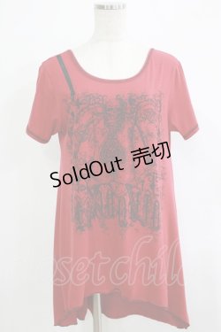 画像1: ALGONQUINS / ZIPプリントロングカットソー  赤 H-25-11-25-062-AL-TO-KB-ZH