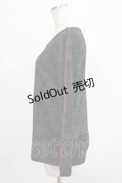 画像2: ALGONQUINS / ロゴクラウン刺繍カットソー  黒×赤 H-25-11-25-064-AL-TO-KB-ZH